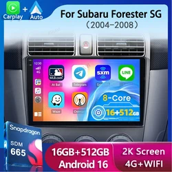 Android 16 Carplay Car Radio For Subaru Forester SG 2004 - 2008 Navigation GPS Multimedia Player 5GWiFi+4G stereo 2 DIN BT Auto