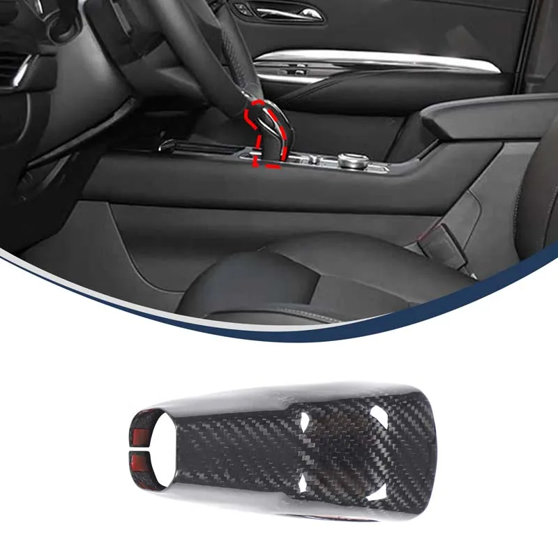 For Cadillac XT4 2018-2019  CT6 2019 Real carbon fiber car gear head back cover decorative sticker car interior accessories