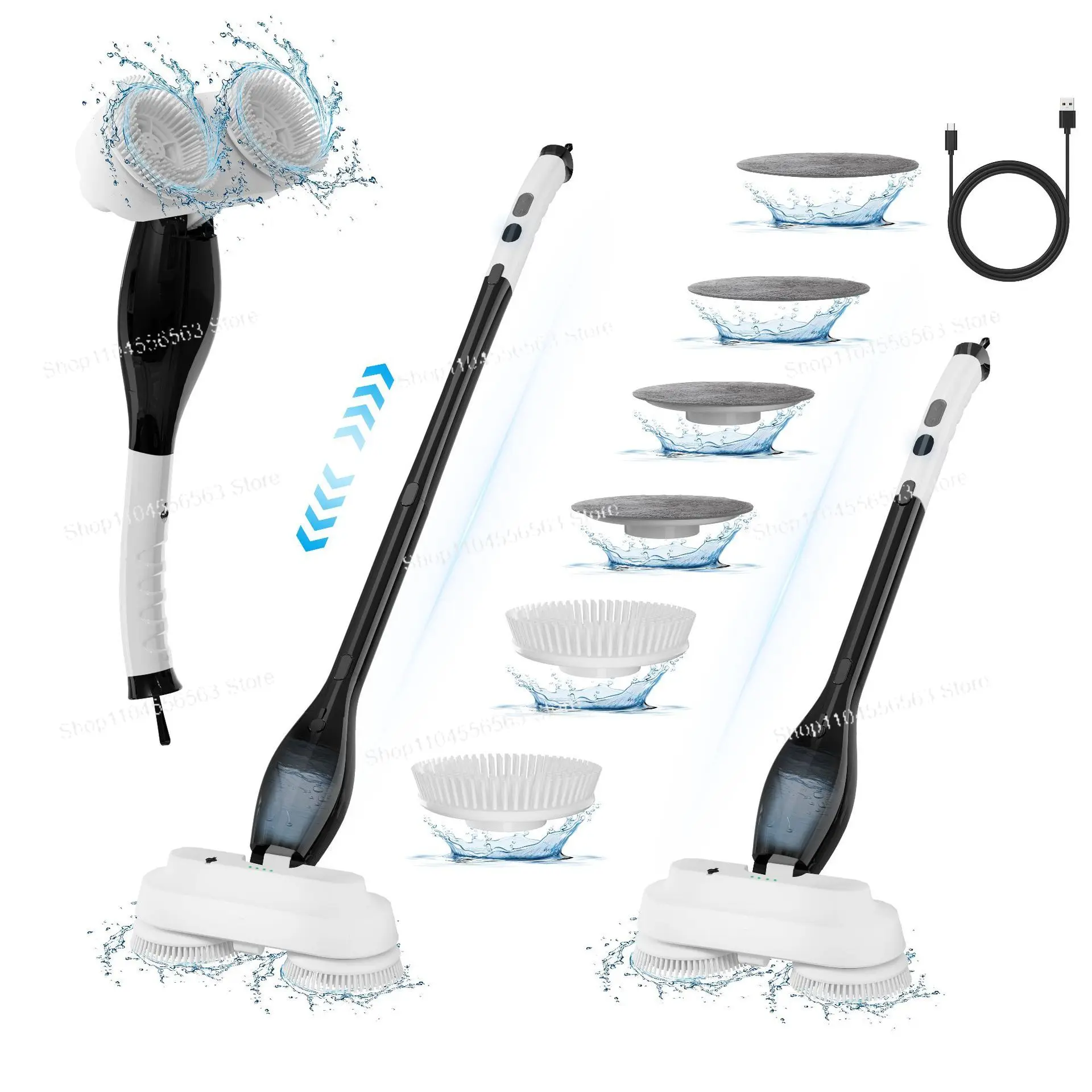 Electric hand-held cleaning, kitchen, double brush tray, cleaning brush, multi-functional spray cleaning mop
