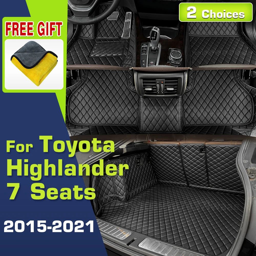 

Автомобильные коврики для Toyota Highlander 7-Seat 2015-2021 2020 19 18 17 16 Пользовательский коврик для багажника Автоматические подушечки для ног Аксессуары для интерьера