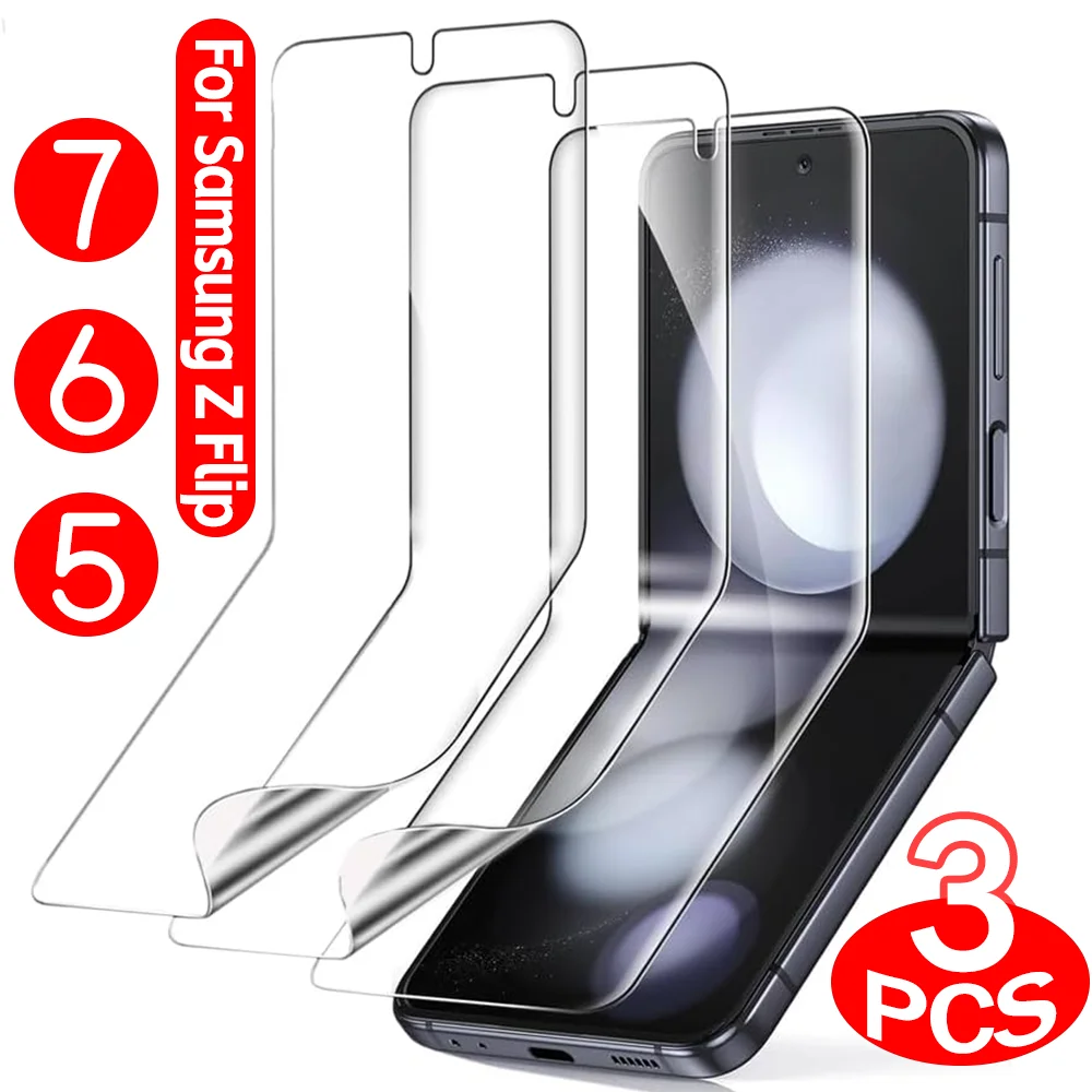 3PCS Hydrogel Film Screen Protector for Samsung Z Flip 7 6 5 Soft Protective Film for Samsung Galaxy Z Flip 6 5 7 Ultra HD Film