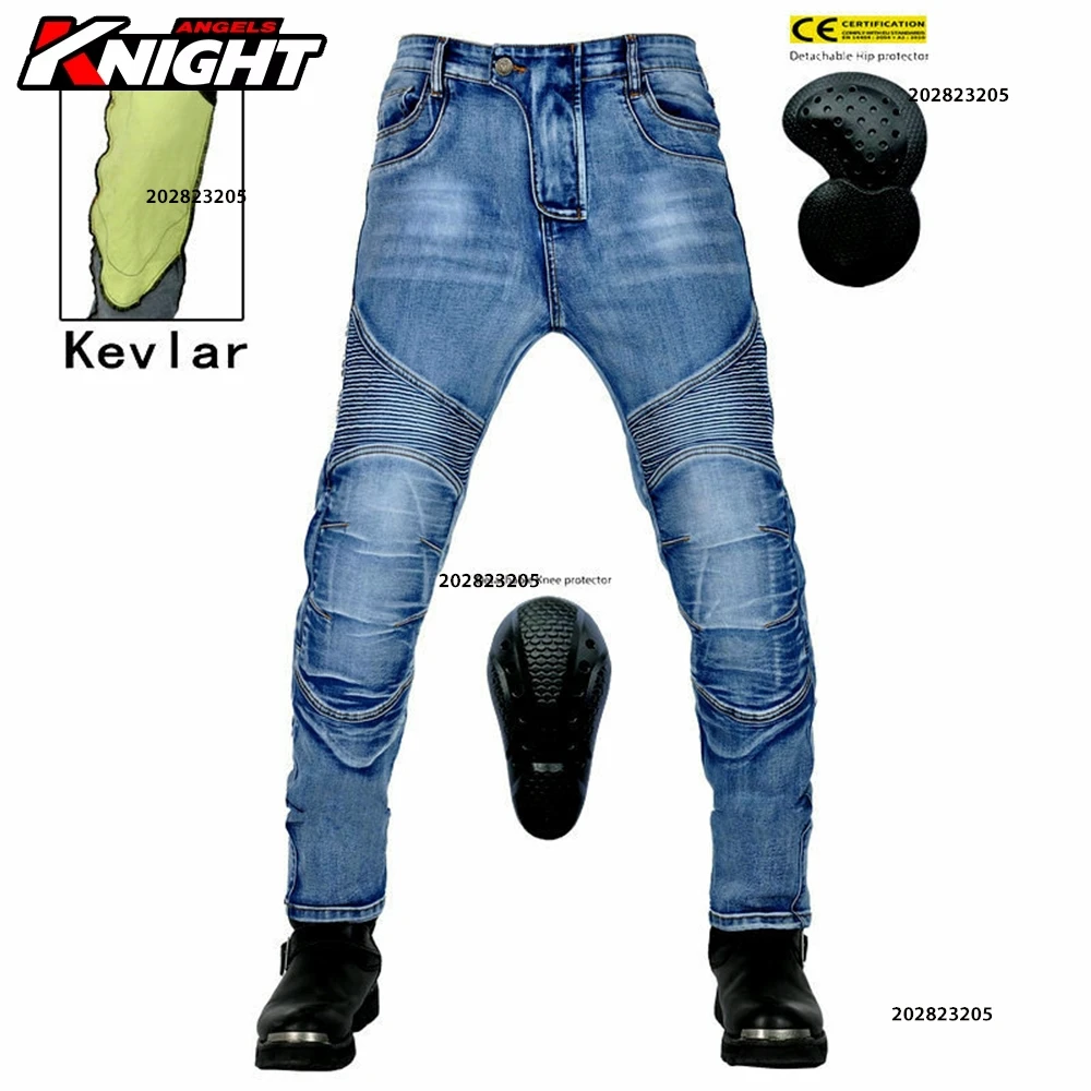 

Motorcycle Riding Jeans Retro Casual Drop-proof Riding Pants Tear-resistant Washed Elastic Moto Pants