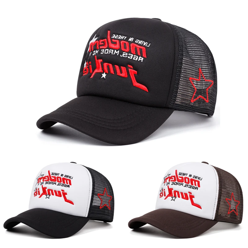 

Современная мужская многофункциональная хлопковая сетчатая шляпа высокого качества с вышивкой пентаграммы, шляпа в стиле хип-хоп, женская бейсбольная шляпа, солнцезащитная шляпа