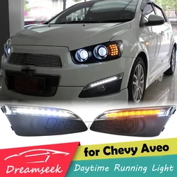 2x LED DRL Daytime Running Light For Chevrolet Aveo 2011-2015, Chevy Sonic 2012 2013 2014 2015 With Turn Signal Driving Fog Lamp