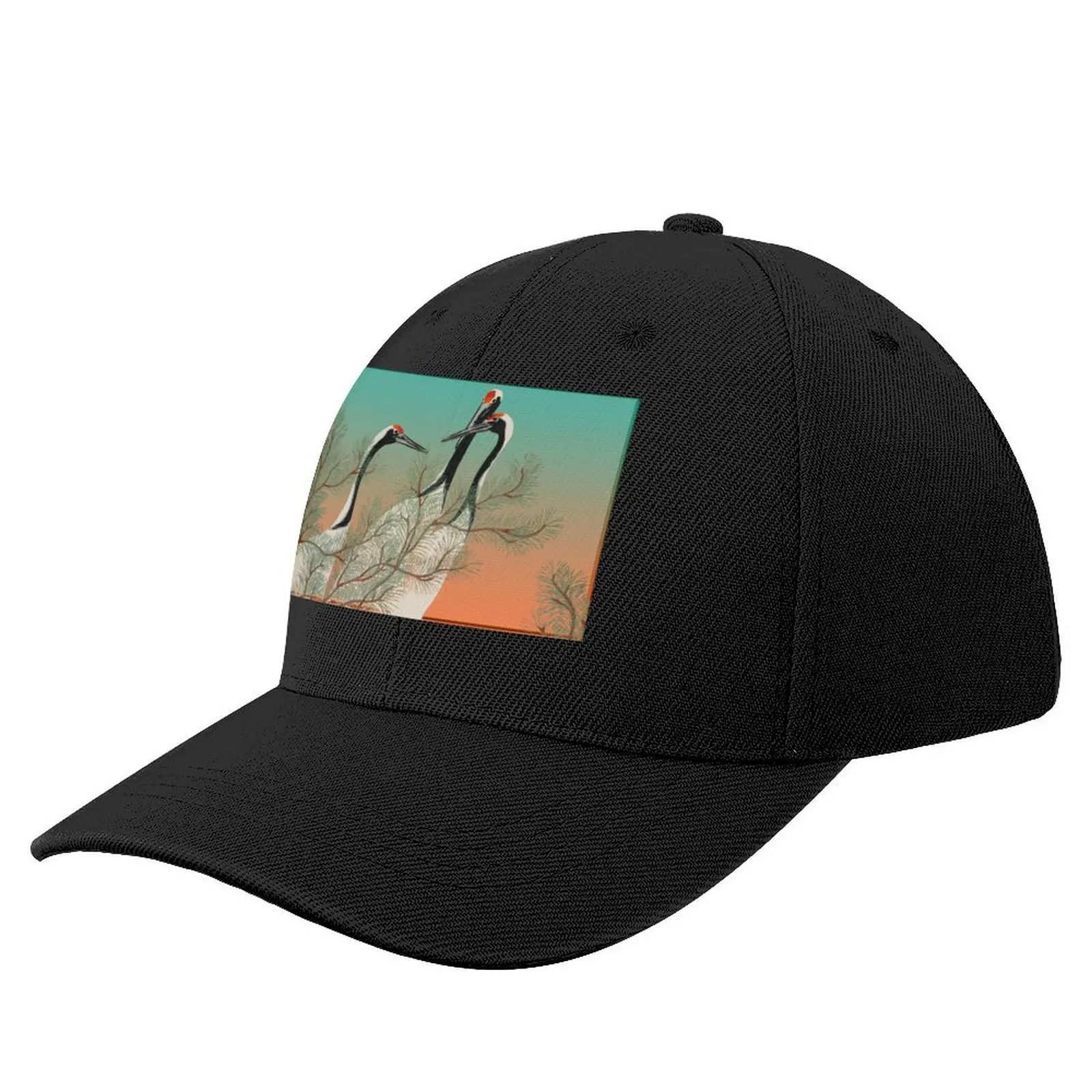 

Cranes from Momoyogusa–Flowers of a Hundred Generations OmbreCap Baseball Cap derby hat Trucker Cap Hats For Women Men's