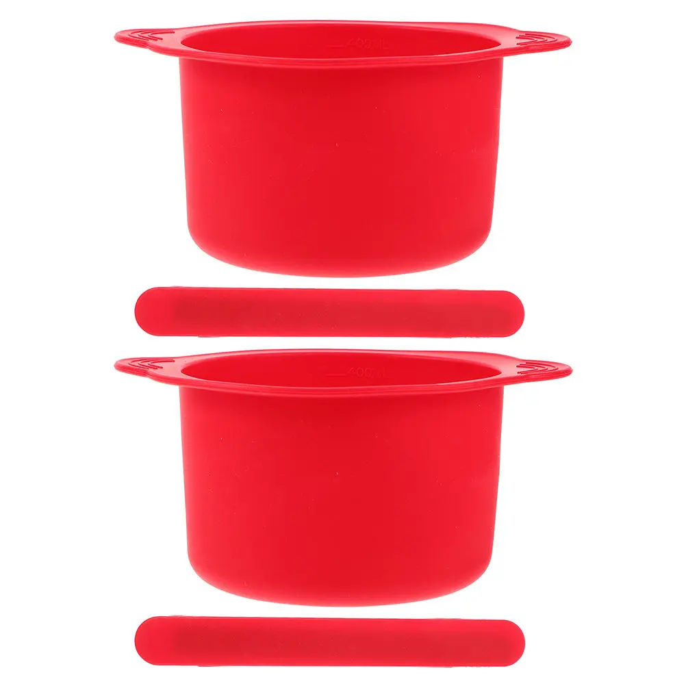 2Sets Wax Melt Warmer Silicone Bowls Replacement Nonstick Wax Pot for Hair Removal Mixing Mask Stirring Stick Included