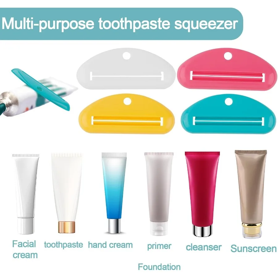 8 pz Dentifricio Spremi Dentifricio di Plastica Tubo Rullo Spremiagrumi Colori Assortiti Dentifricio Clip di Supporto Strumento per il Bagno di Casa