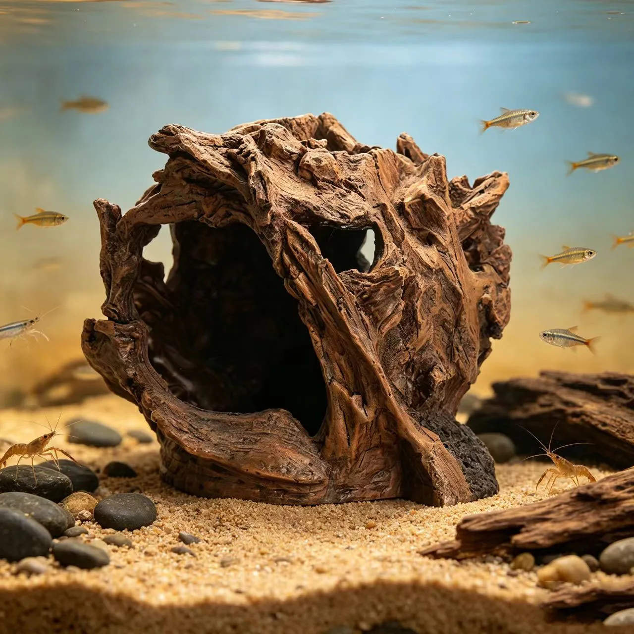 Künstliche Wurzelhöhle aus Kunstharz für Aquarien, Baumstumpf, Landschaftsdekoration, Aquarien-Versteck, Spielsitz, Laichstätte – Detail 3