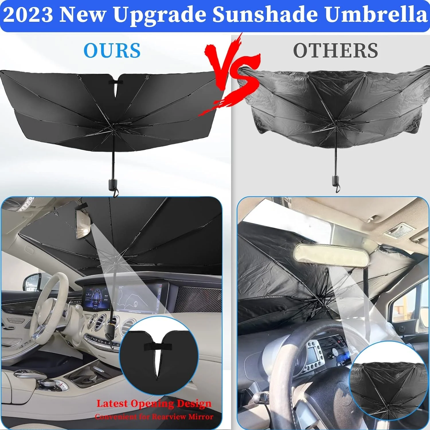 Split style new design with thickened car sunshade umbrella, summer sun protection, front windshield sunshade inside the car