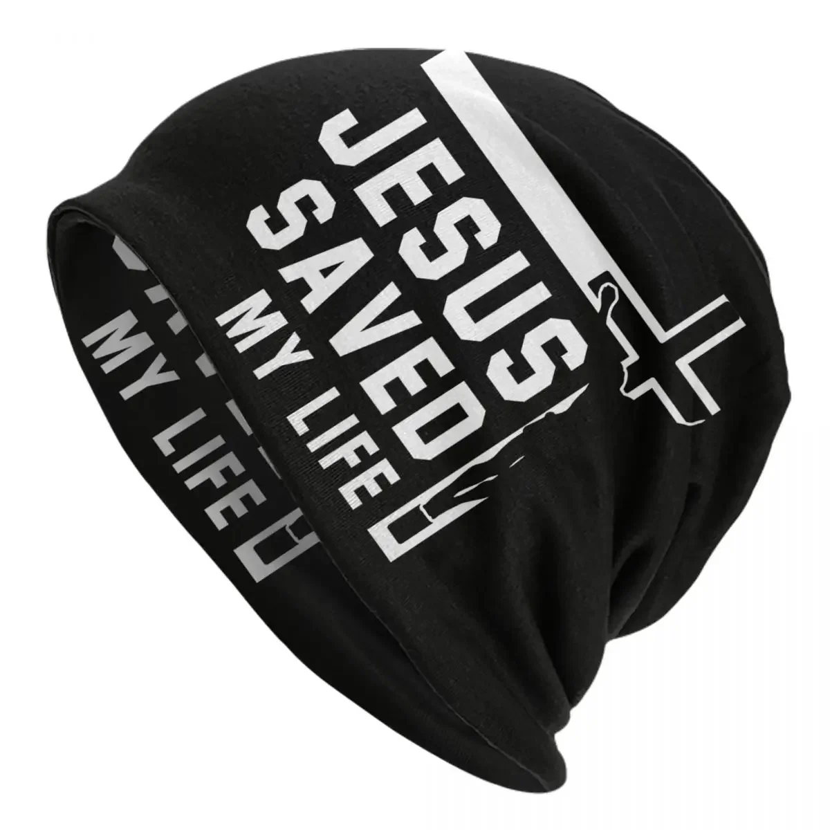 Jesus Saved My Life Skullies Beanies Caps Unisex Trend Winter Warm Knit Hat Adult Christ Religion Christian Cross Bonnet Hats