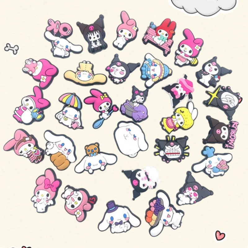 

30Pcs Sanrio Cinnamoroll Shoe Charms PVC Shoe Decorations Wristband Buckle Christmas Party Gift Ideas for Fans
