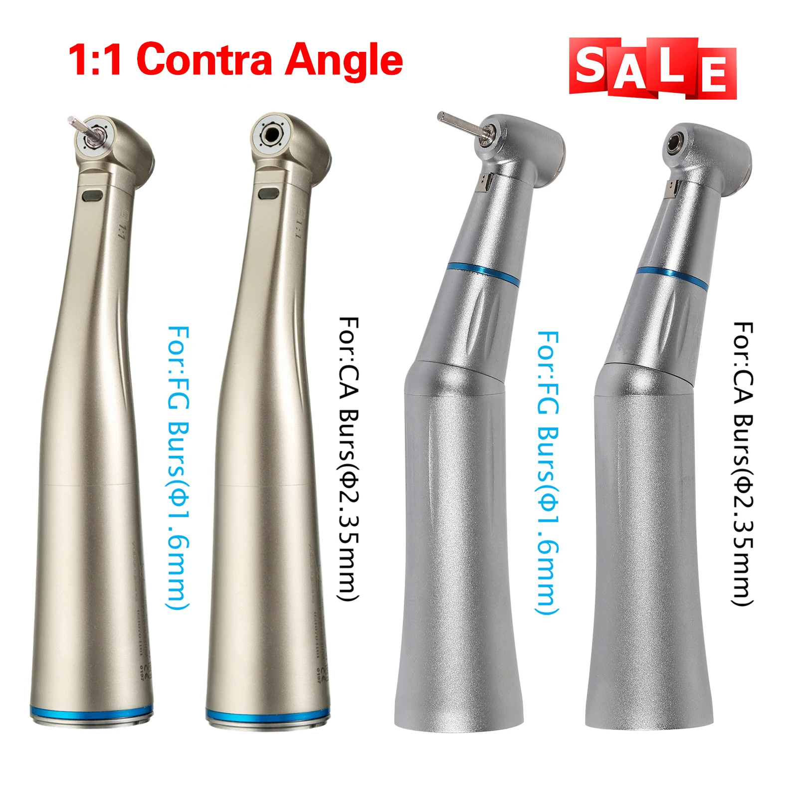 

Inner Spray Dental High Low Speed Contra Angle Handpiece FG1.6mm /CA2.35mm Burs