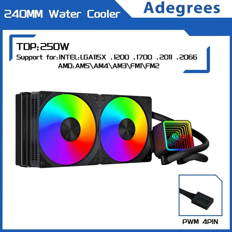 PC ARGB refroidisseur d'eau processeur radiateur de refroidissement liquide 120MM/240MM pour Intel LGA 2011 1700 1200 1155 2066 1366 AMD AM4 AM5 AM3