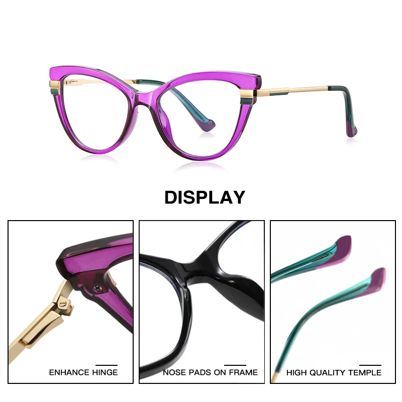 CLLOIO New Fashion Women Cat Eye Reading Glasses Anti Blue Light Female Myopia Prescription Glasses Hyperopia Optical Eyeglasses