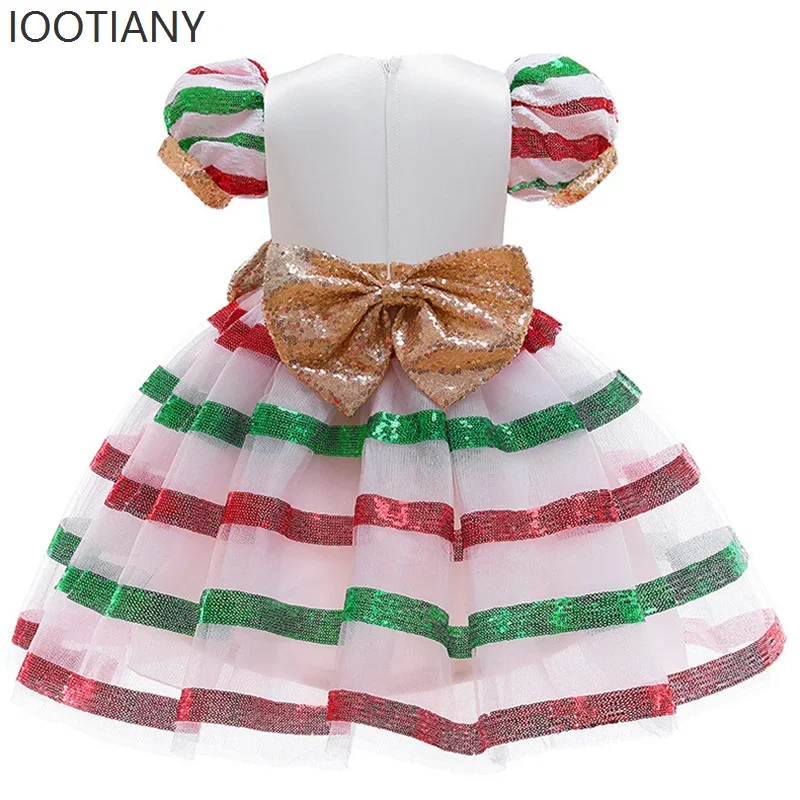 فستان زفاف للأطفال من CosplayPrincess مخطط مع فستان بفيونكة ترتر، فستان حفلات للفتيات، أداء مسرحي باليه