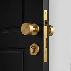 DOOROOM Silent Room Door Lock Handle Knob Solid Brass Interior Living Room Round Locks Hardware Bedrooms Living Rooms Bathrooms