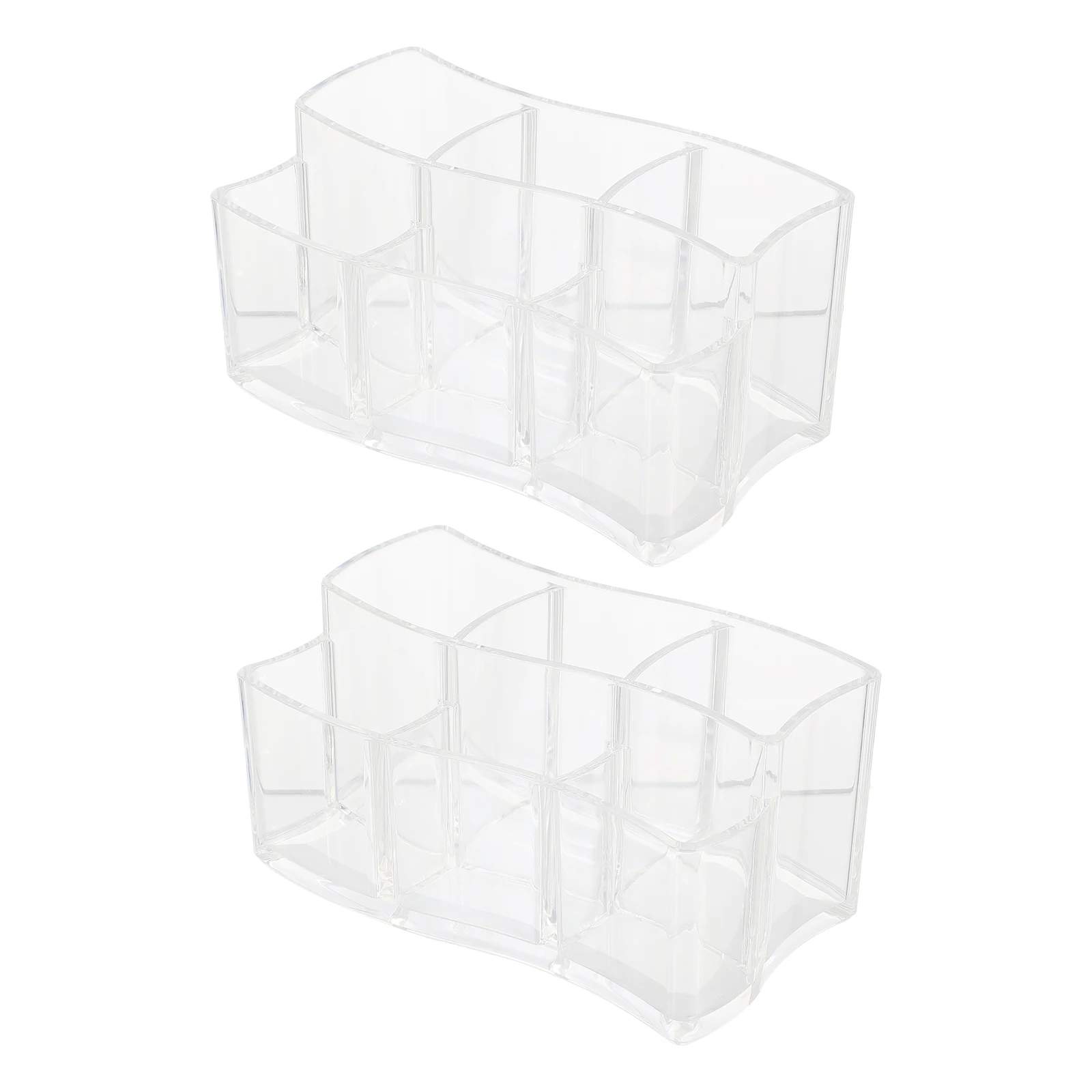 2 Pcs Desktop Makeup Storage Box Student Pen Holders Transparent Brush Plastic Cute