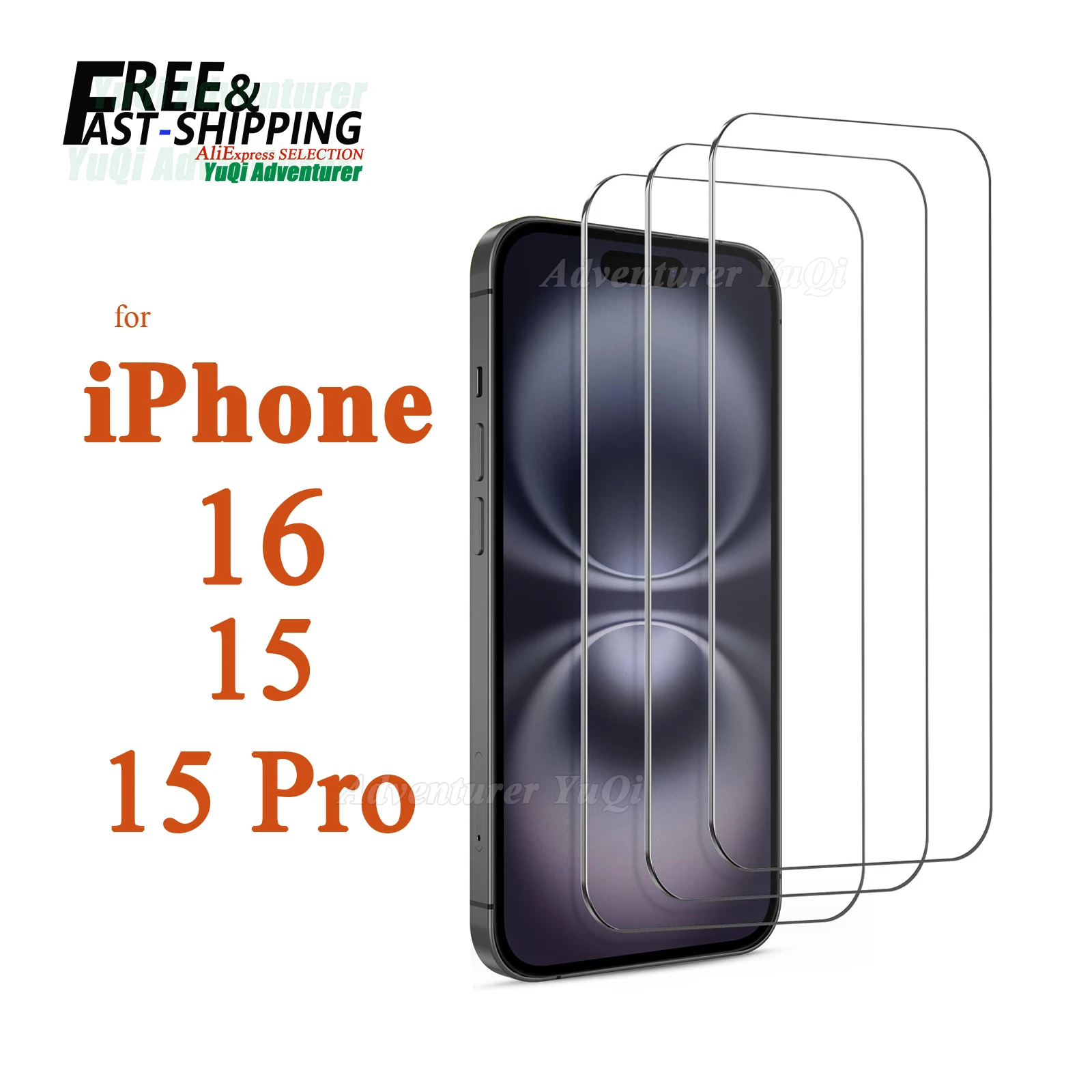 

Screen Protector For iPhone 15 pro 16 Tempered Glass HD 9H NOT Full Cover Case Friendly