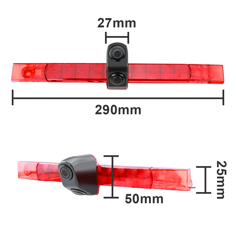 Dual Lens Brake Light Rear View Reversing Camera With LED Brake Light for All Flat Cars Compatible for Hella 2DA 343 106-201