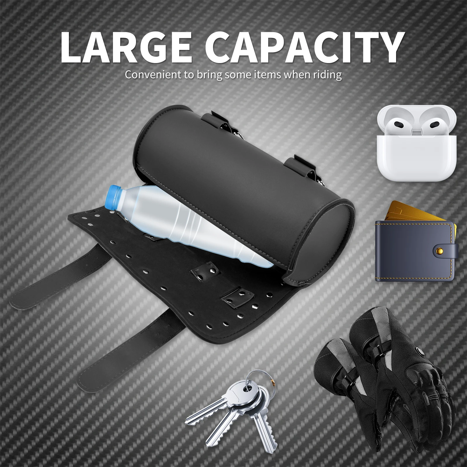 Borse per attrezzi forcella moto Custodia da viaggio in pelle PU Borsa per bagagli anteriore universale per Harley Sportster Touring Softail Dyna