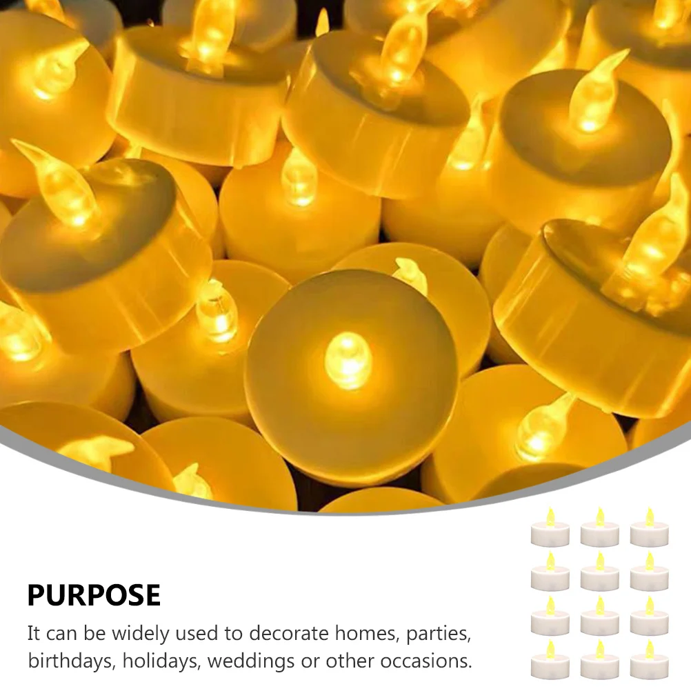 

12pcs Simulation Lights Flameless Tea Light For Home Decor Party Wedding Events Electric Lamp Decorative