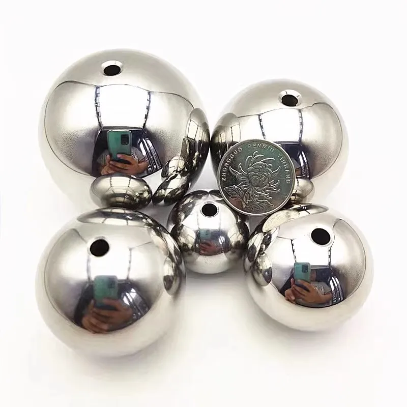 Solidne kulki ze stali nierdzewnej 304 z otworami przelotowymi bez gwintu 20 mm 25 mm 30 mm 35 mm 40 mm 45 mm 50 mm 55 mm 60 mm Słaby magnetyczny — zdjęcie 4