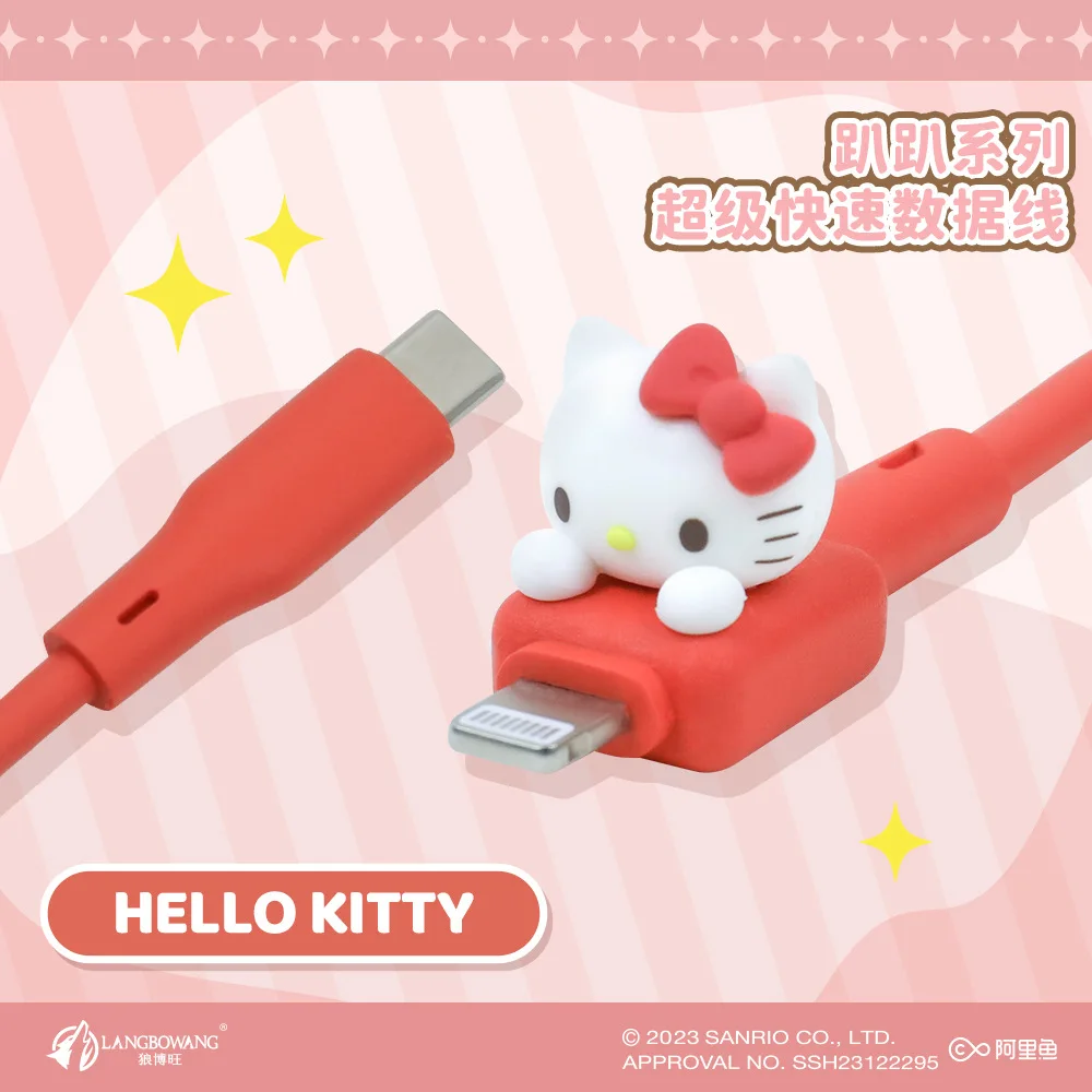 Kawaii Kuromi My Melody Hello Kitty Cartoon Iphone Fast Charging Data Cable Anime Sanrio Girly Heart Cute Type-C Data Cable