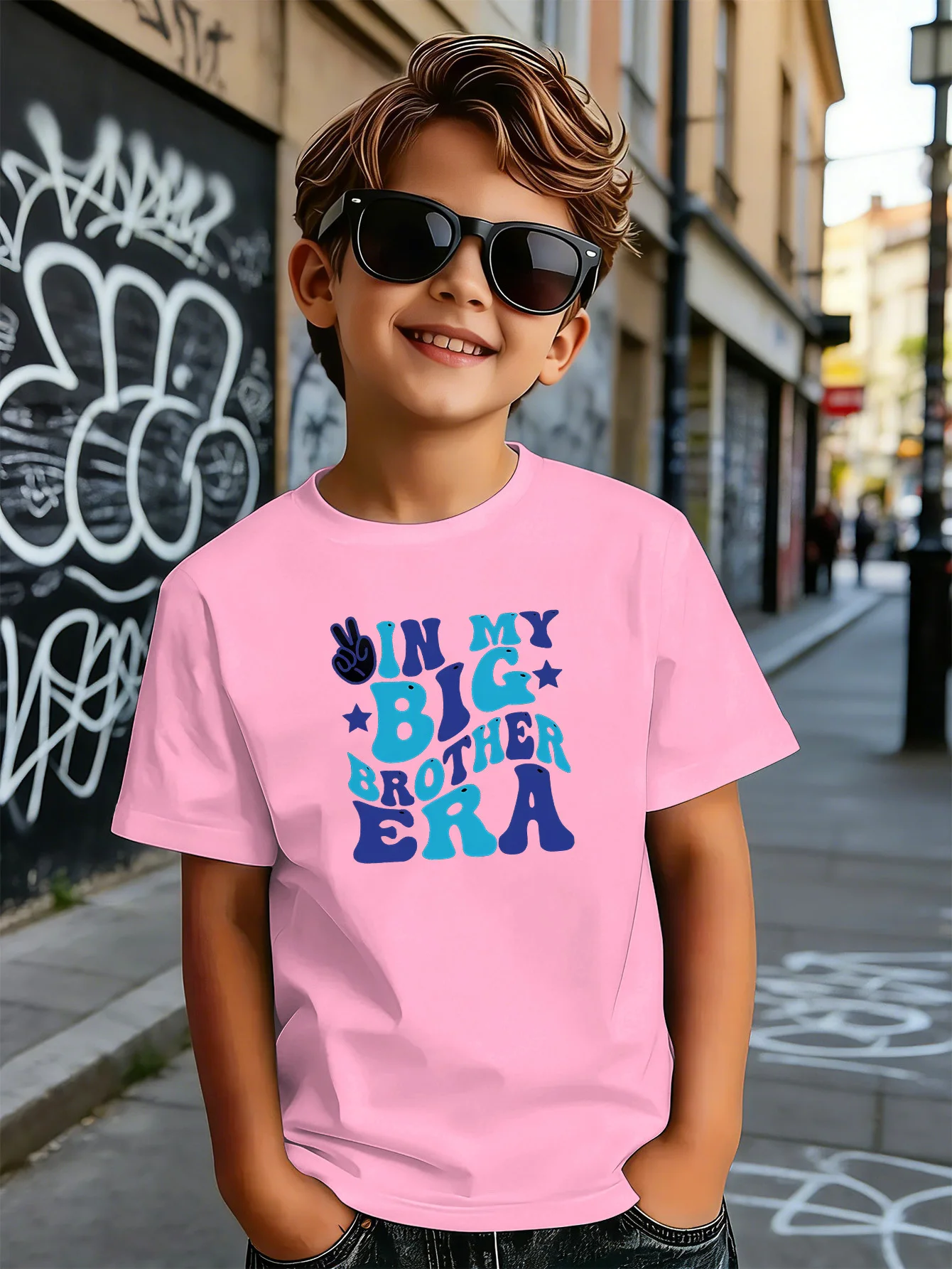 Big Brother Era Print Kids Tee Boys Girls Cotton Family Match Summer Soft Breathable Casual Unisex Kids Daily Short Sleeve Wear