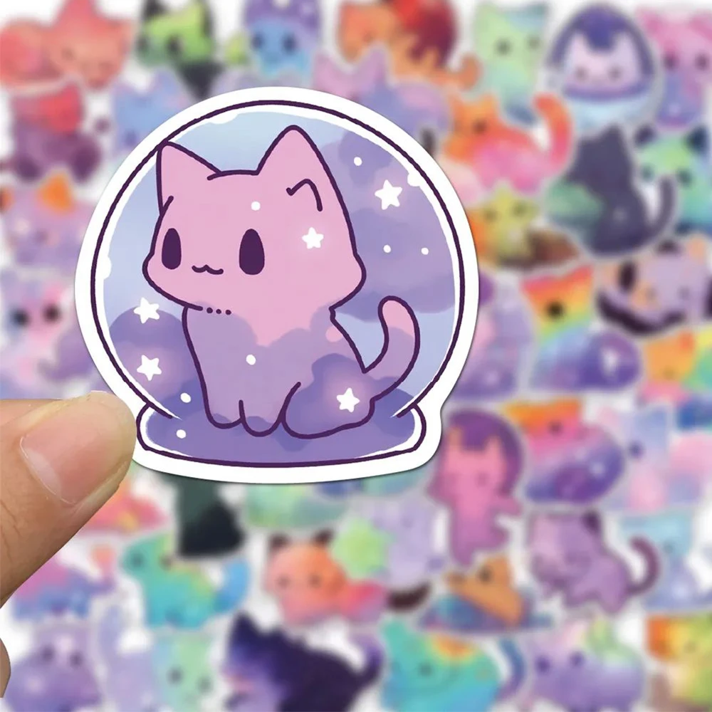 ملصق كرتون كاواي للأطفال ، مرصع بالنائج ، سماء قطة ، جرافيتي ، ديكور ، قصاصات ، دفاتر ، قارورة مياه ، ظريفة ، 10 ، 30 ، 50