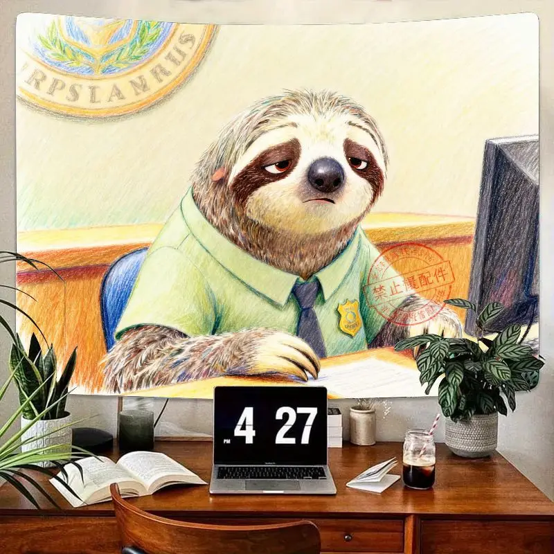 

1 шт. гобелен Zootopia Flash Sloth, забавный милый фильм, настенное искусство, полиэстер, декор для спальни, гостиной, общежития, эстетический подарок для фанатов