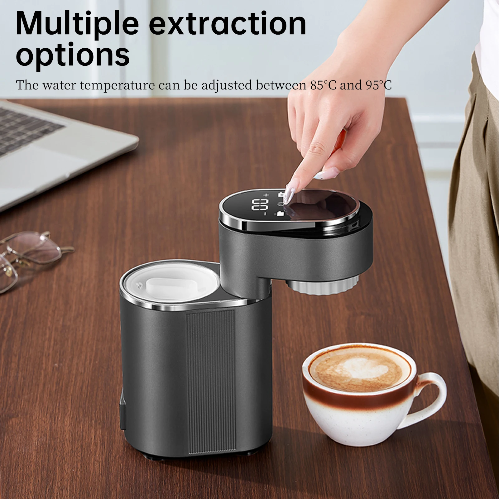 Portable Coffee Maker Machine 9Bar Pressure Extraction Hot Cold Dual Brew with Touchscreen
