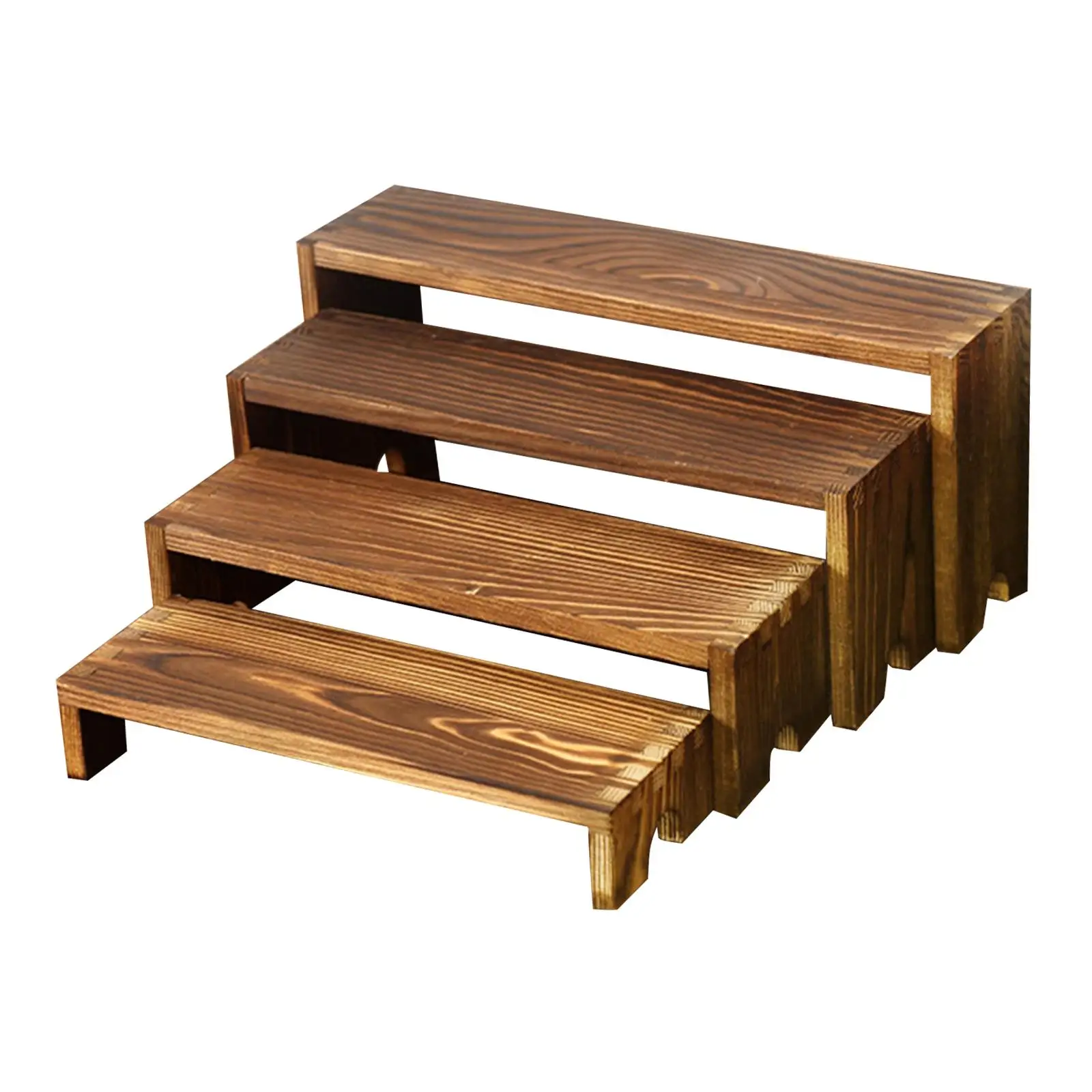 Multi Tier Bamboo Wooden Display Shelf Riser for Jewelry Cupcake Candy Organizer Showcase Fixture Desktop Stand