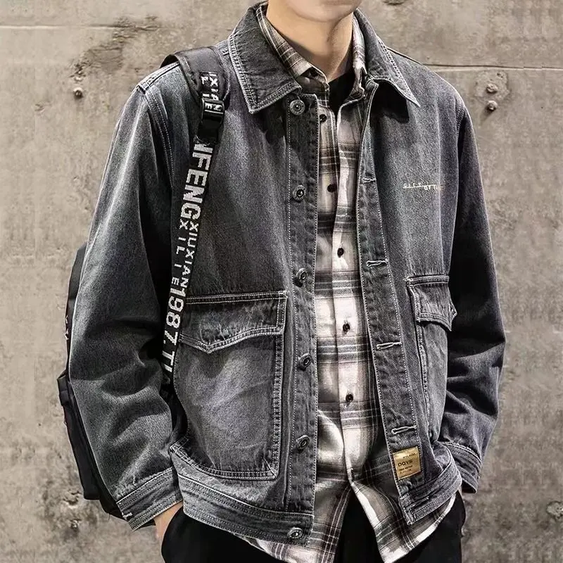 

2026 New Spring Denim Coats Mens Loose Jeans Jacket Fashion Streetwear Blue Dark Gray Denim Coat Outwear S-3XL