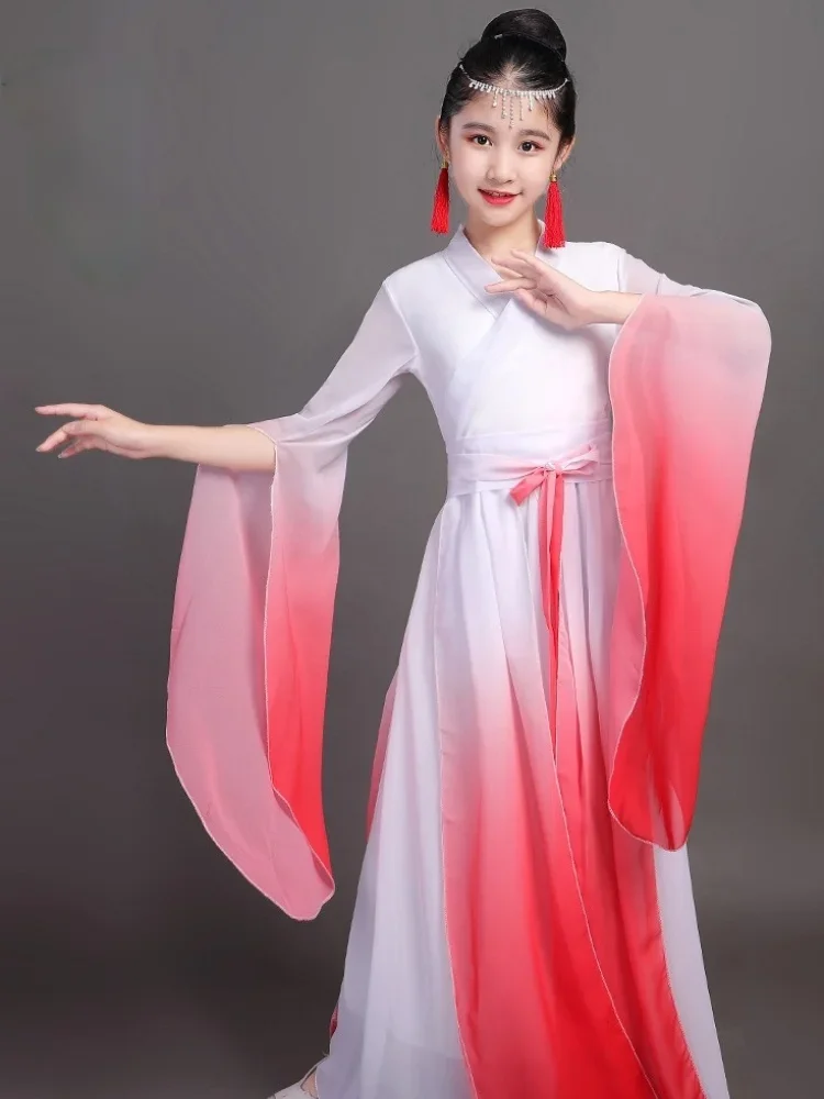 Ropa de actuación de Guzheng para niños, vestido de baile clásico de estilo chino, Ropa de baile tradicional folclórica antigua Hanfu para escenario