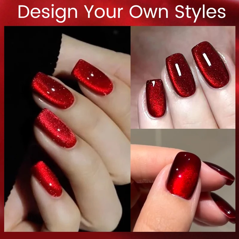 UR SUGAR 15ml Shine Ruby Cat Magnetic Gel Nail Polish Red Series Glitter Semi Permanent Soak Off Nail Art Varnis DIY Manicure
