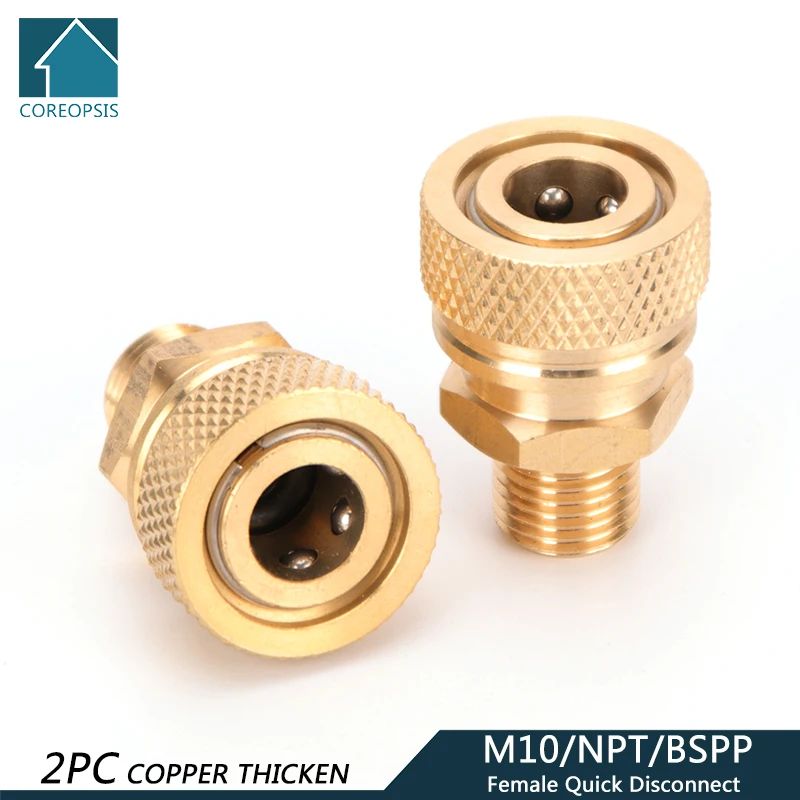 

BSPP Thread Copper Quick Connect Couplings Fittings NPT Quick Disconnect Release Air Refilling Adapter M10 Coupler Sockets 2pcs