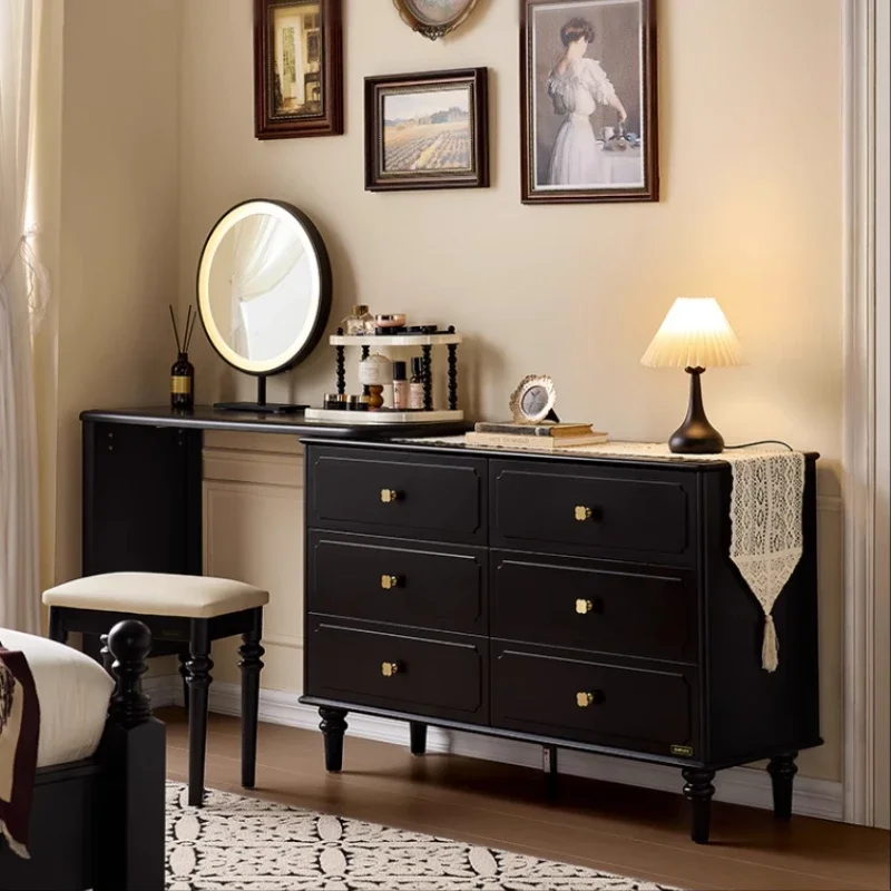 

Bedroom Dressing Table Chest Drawers Vanity Desk With Light Mirror American Retro Compact Display Vestidores Trendy Furniture