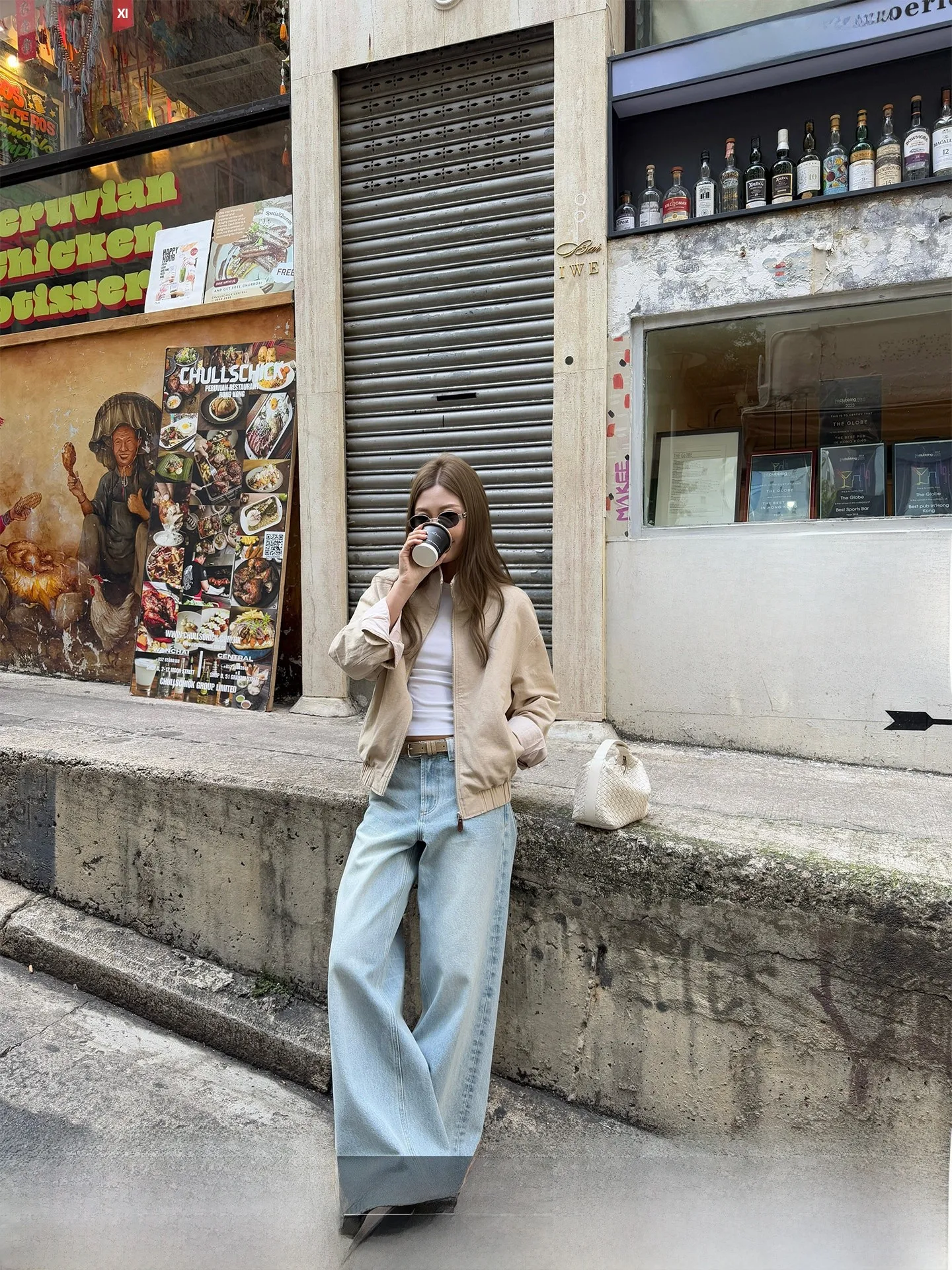 

Low Waist Light Blue Washed Denim Jeans Women's Spring Summer Casual Loose Straight Leg Wide Leg Long Pants