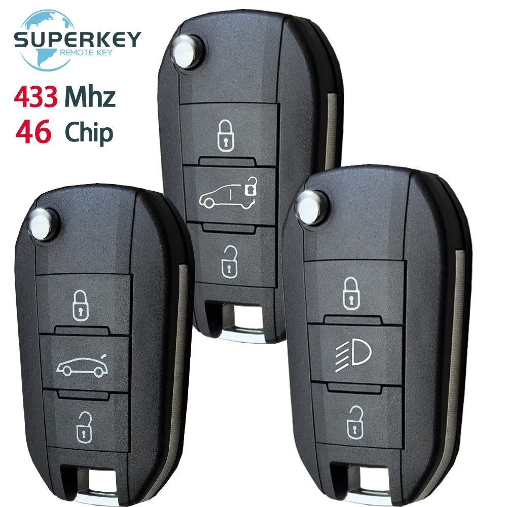 

HU83 VA2 откидной дистанционный складной автомобильный ключ для Citroen C-Elysee C4-Cactus 46 чип 433 МГц FSK для Peugeot 208 2008 301 308 508 5008