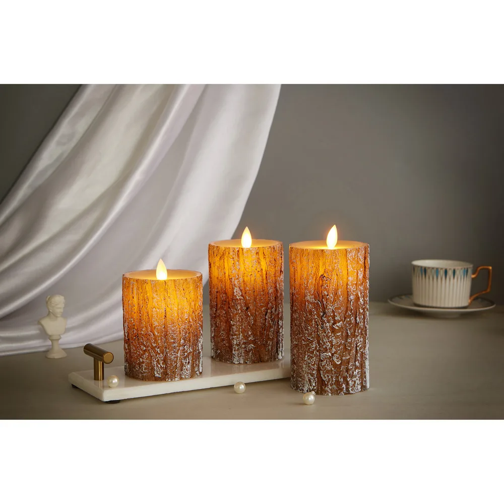 10Key Remote Control LED Electronic Flameless Candles Set with Timer Realistic Pine Birch Tree for Christmas Decor