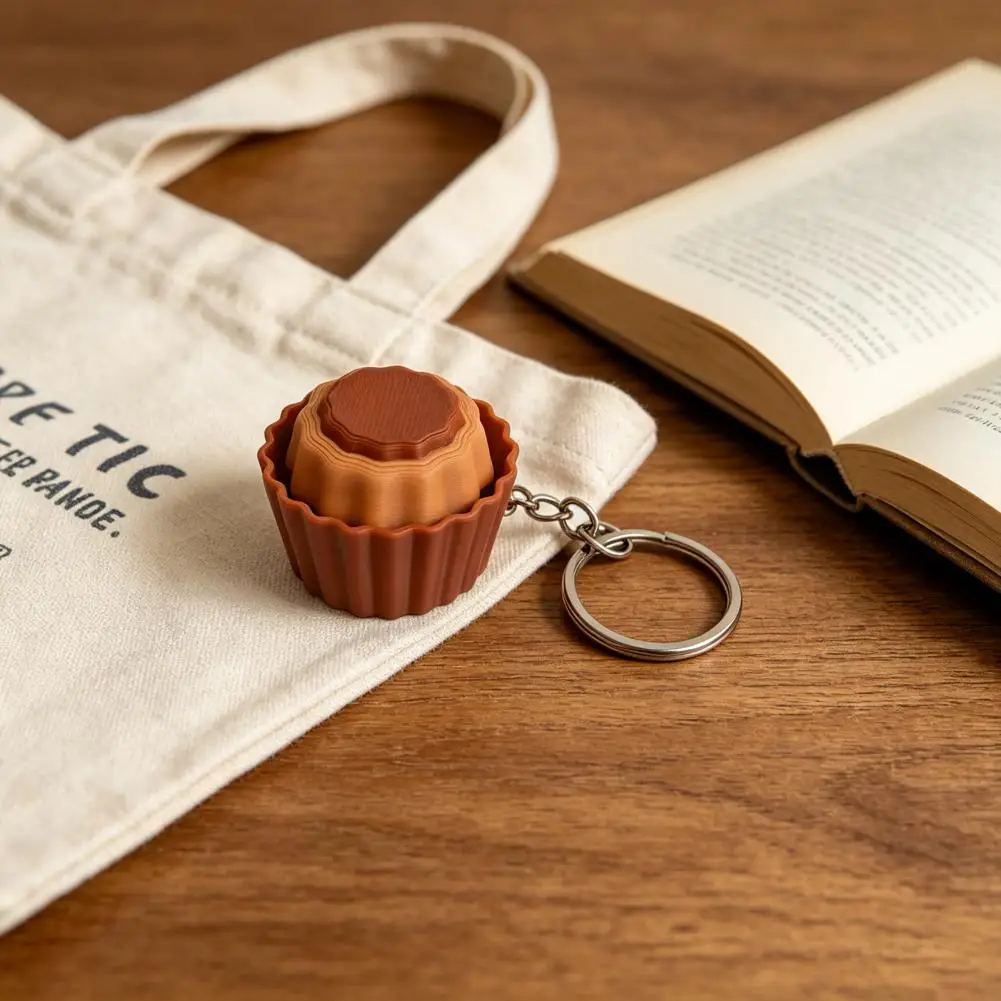 Chocolate Keychain Food Keychain Slow Rebound Keychain Pendant Simulated Dessert Appearance Toy 3d Printing Texture Fingertip