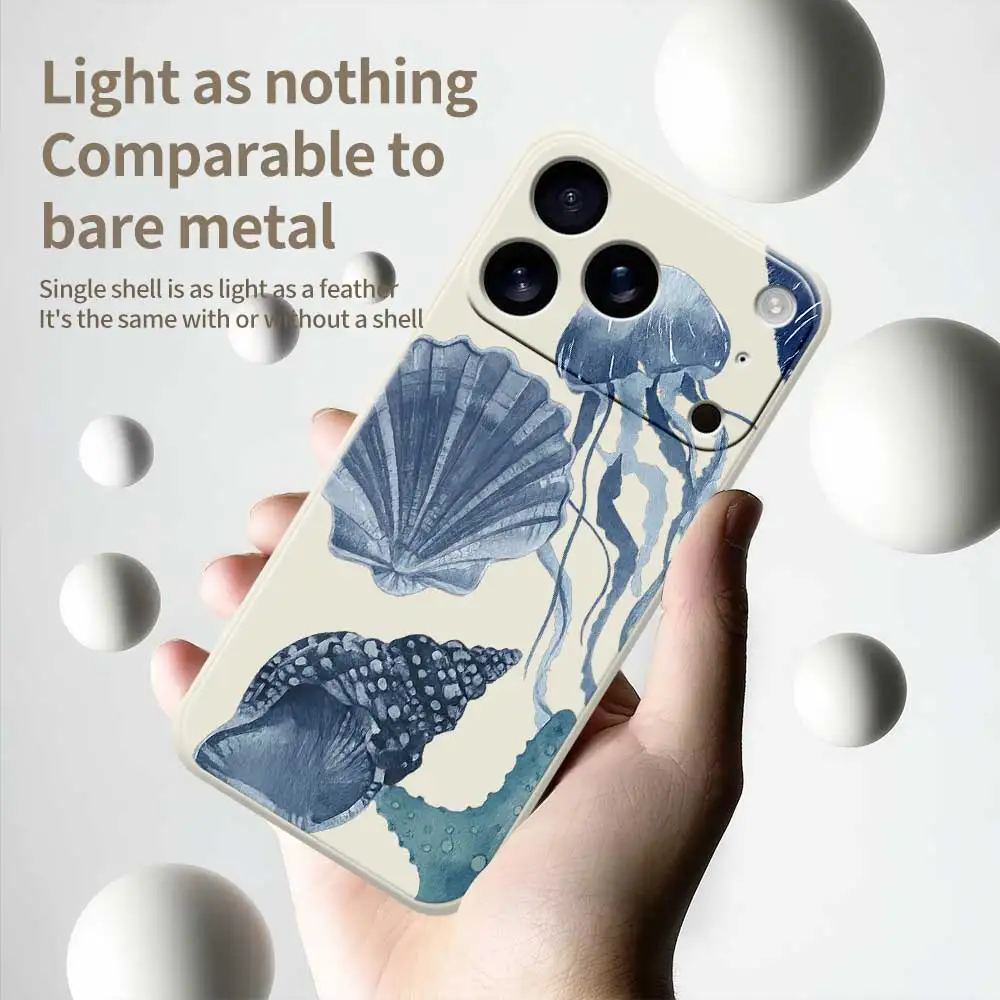 해양 테마 아이폰 케이스 (아이폰 17 프로 맥스, 17 에어, 16, 15, 14 플러스, 13, 12, 11 프로 맥스, XS 맥스, XR, 7, 8 플러스, 16E) 실리콘 소프트 커버