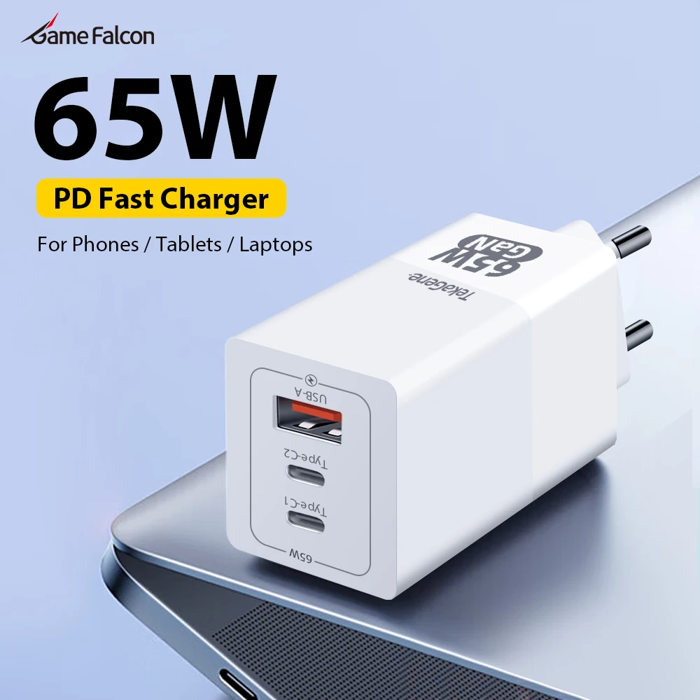 

65W GaN USB A Type C Fast Charger For iPad Pro Air Mini iPhone 16 Xiaomi Huawei Laptop Quick Charge Phones Tablets Accessories