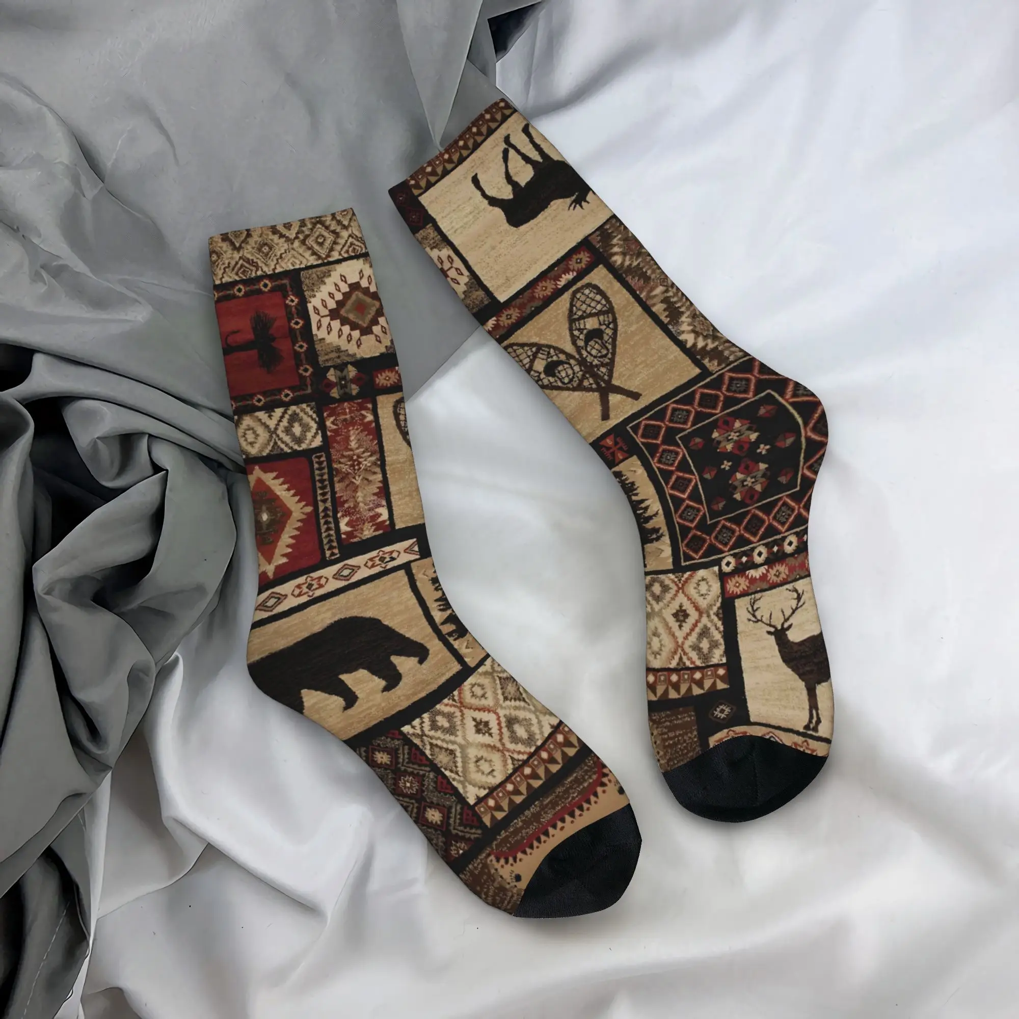 

Men's Socks Retro Bohemian Woven Pattern Stockings Autumn Elegant Breathable Socks Design Outdoor Sports Non Slip Socks