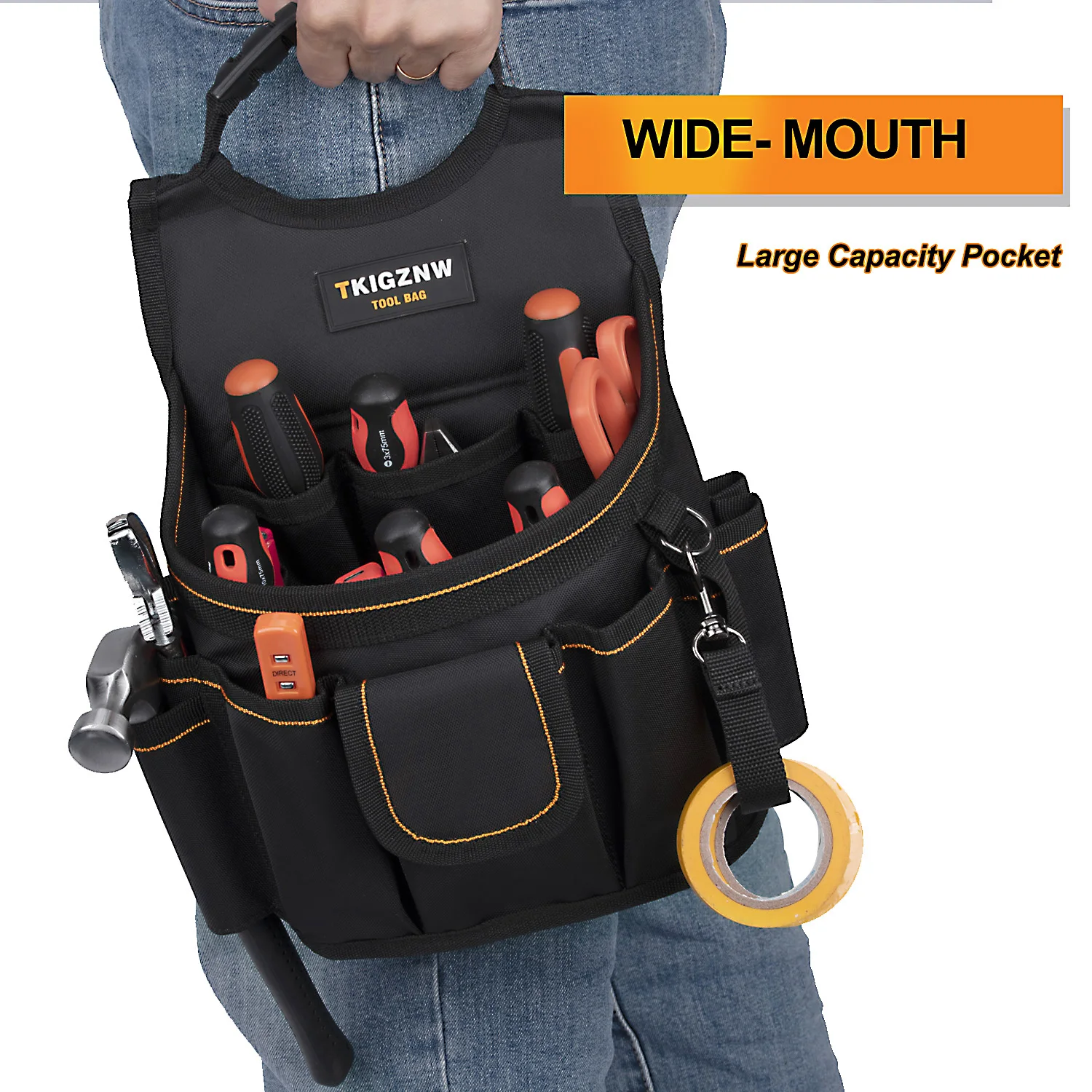 TKIGZNW T008 Mini Tool Waist Bag Polyester Oxford Fabric Multi Pockets Electrician Hardware Parts Storage Pouch Portable Repair
