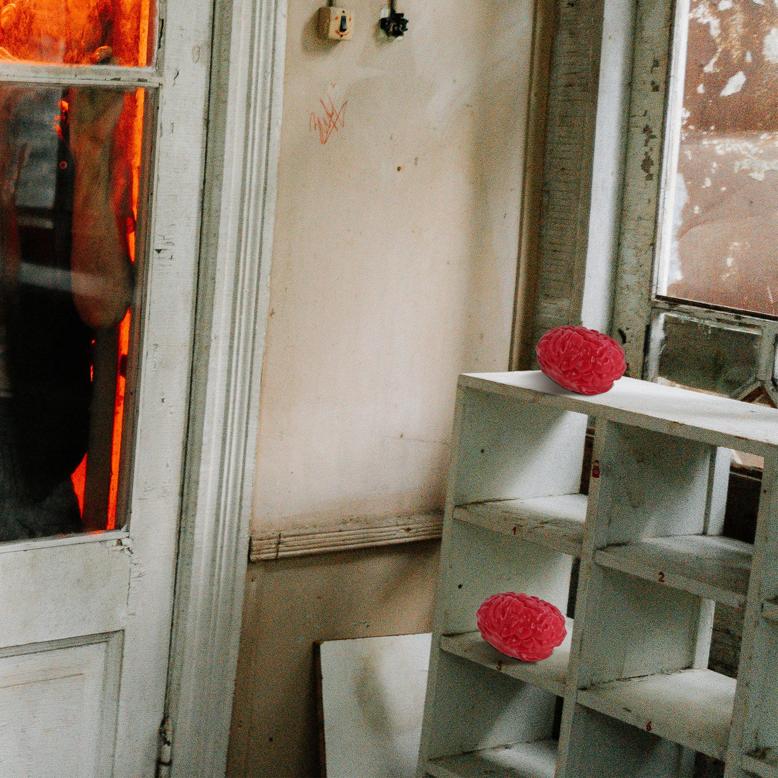 

Realistic Fake Body Parts 2Pcs Latex Human Brains Halloween Decor Party Props