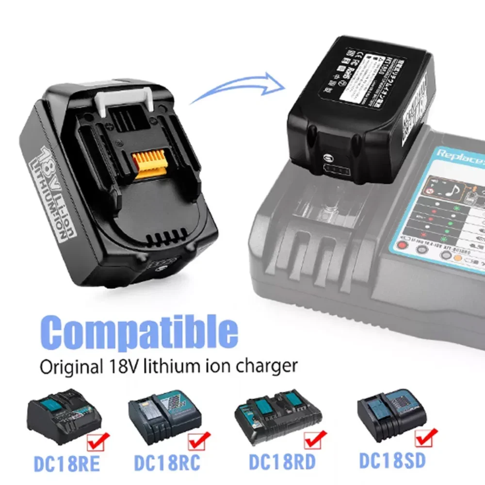 18V 6.0Ah Rechargeable Battery for Makita Power Tools BL1860B BL1860 BL1850 BL1850B BL1840 Replacement Lithium Battery