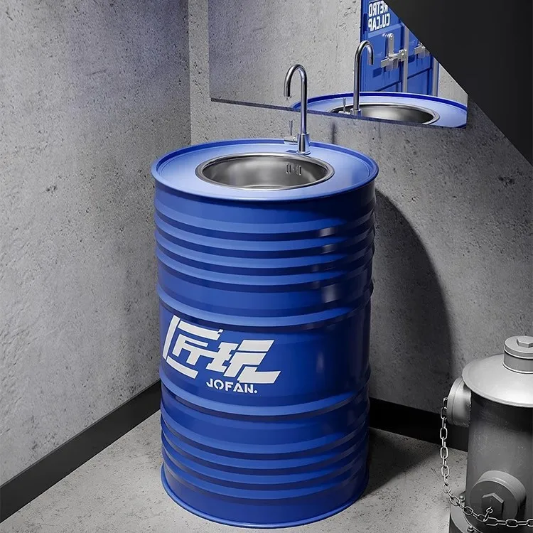 

Wrought iron wash basin creative industrial wind oil drum creative bathroom washbasin toilet personalized washbasin washbasin