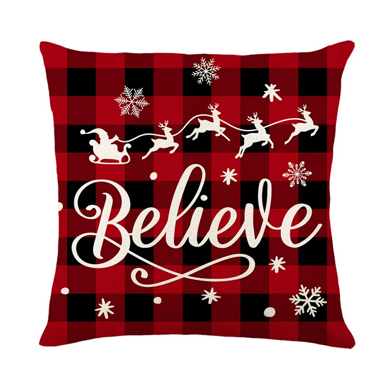 Holiday Decoration Essentials Christmas Pillow Cover Red and White Christmas Tree Couch Living Room Home Decoration