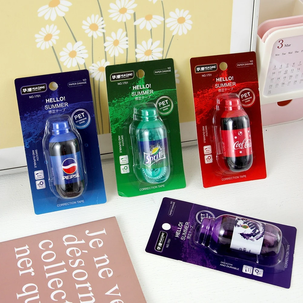 Cinta correctora de botellas de bebidas y refrescos, cinta correctora especial de coque, Mini cinta correctora pequeña creativa de alto valor
